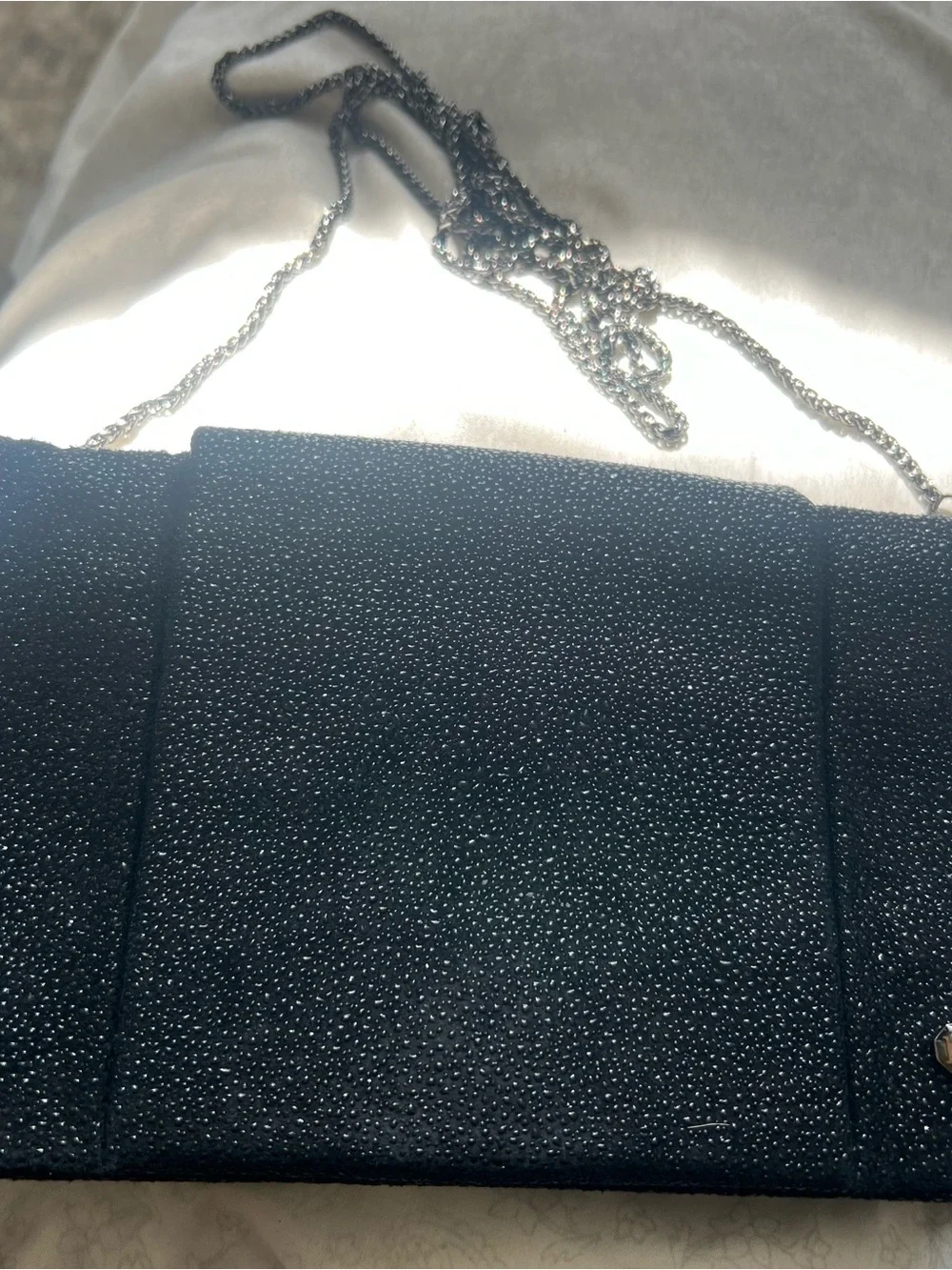 Elegant Black Sparkle Chain Shoulder Bag